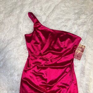 NWT Altar’d State Emerald Sundae Pink One Shoulder Dress size XL Formal Wedding